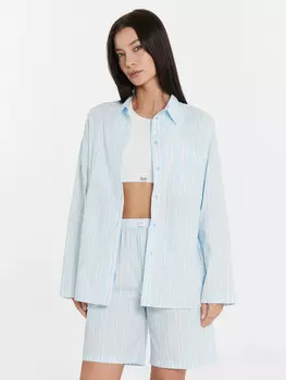 Шоры женские домашние голубые в полоску