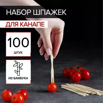 Шпажки для канапе доляна, бамбук, 100 шт, 8,5 см