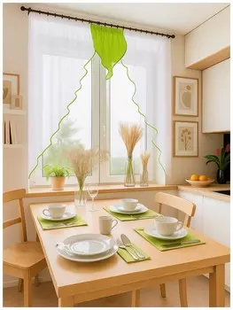 Штора для кухни Елена салатовый