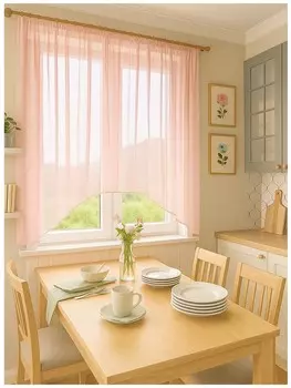 Штора для кухни Ева розовый