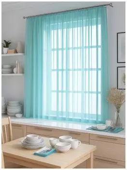 Штора для кухни Лайма бирюза