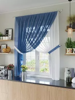 Штора для кухни Лола синий