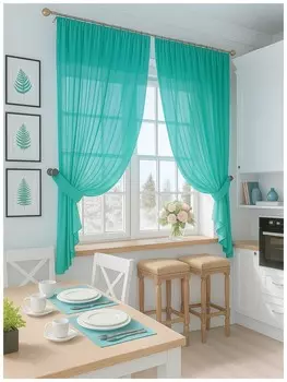 Штора для кухни Мира бирюза