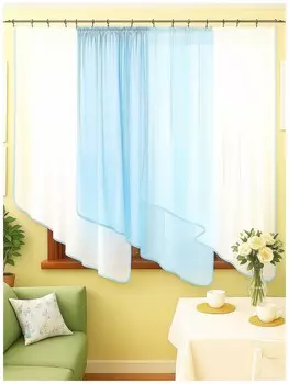 Штора для кухни Одиссея голубой