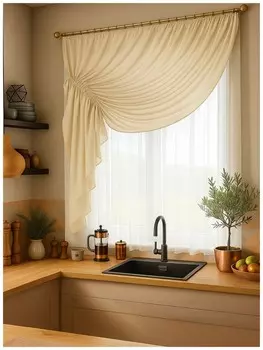 Штора для кухни Ромео левый шампань