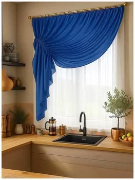 Штора для кухни Ромео левый синий