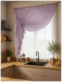 Штора для кухни Ромео левый сирень