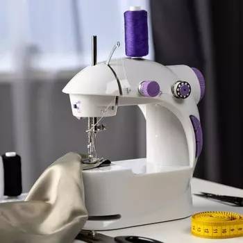 Швейная машинка luazon lsh-03, 6 вт, полуавтомат, 2 скорости, 4xаа или 220 в, белая