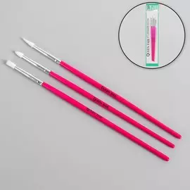 Набор силиконовых кистей для дизайна ногтей, 3 шт, 18 см, розовый