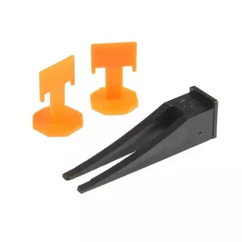 Система выравнивания плитки лом, 1 л, зажим 1,5 мм + клин (50 шт./50 шт.), ведро