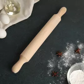 Скалка деревянная доляна, 42 см, с ручками