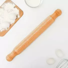 Скалка деревянная, 50×6 см, фигурные ручки