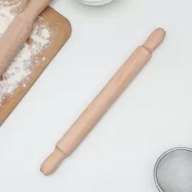 Скалка деревянная доляна, 30 см, с ручками