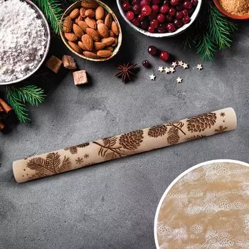 Скалка деревянная с узорами