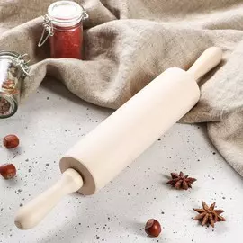 Скалка с крутящейся ручкой, 38 см, d=6 см, массив бука