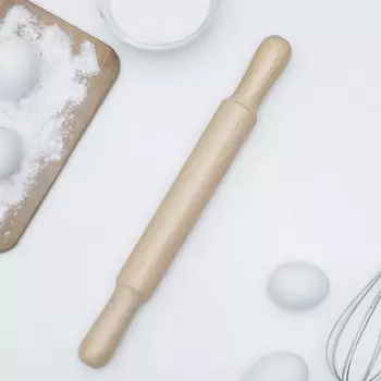 Скалка деревянная с ручками, 364 см, рабочая часть 19,5 см, бук