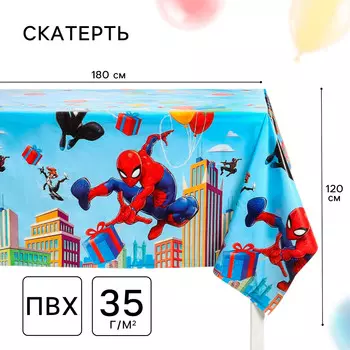 Скатерть одноразовая праздничная 120180 см, 35 мкр, человек-паук