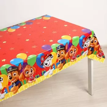 Скатерть одноразовая праздничная 120х180 см, 35 мкр, щенячий патруль