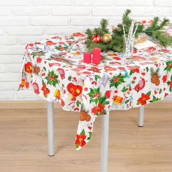 Скатерть новогодняя одноразовая, размер 108х180 см