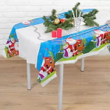 Скатерть новогодняя одноразовая, размер 108х180 см