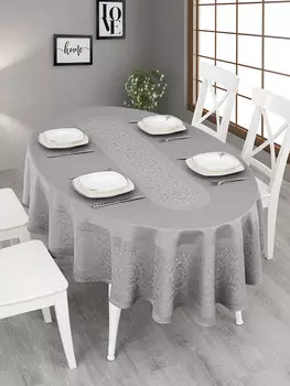 Скатерть "karna" жаккард водонепроницаемый darvin 160x220 см овал