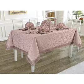 Скатерть с гипюром и салфетками 160х300