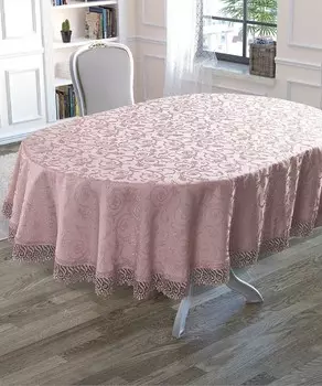 Скатерть с гипюром овальная 160х280 см