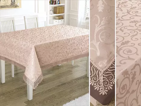 Скатерть с гипюром прямоугольная 160х400 см