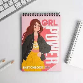 Скетчбук с черными листами grl power: а5, 40 л