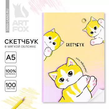 Скетчбук в мягкой обложке а5, 100 л. бумага 100 г