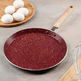 Сковорода блинная доляна grit, d=24 см, ручка soft-touch, антипригарное покрытие, индукция, коричневая