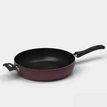 Сковорода доляна promo, d=28 см, пластиковая ручка, антипригарное покрытие, алюминий, бордовая