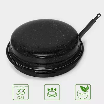 Сковорода-гриль healthy grill, d=33 см, эмалированное покрытие, черная