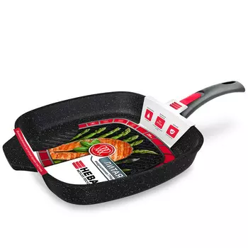 Сковорода-гриль литая 28х28см съемная ручка индукция Гранит