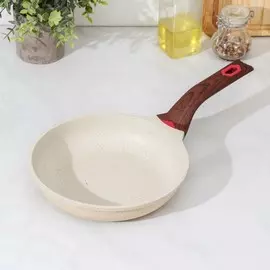 Сковорода кованая доляна elegant, d=20 см, пластиковая ручка, индукция, антипригарное покрытие, цвет светлый мрамор