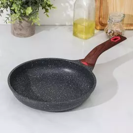 Сковорода кованая доляна elegant, d=22 см, пластиковая ручка, индукция, антипригарное покрытие, цвет темный мрамор