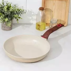 Сковорода кованая доляна elegant, d=28 см, пластиковая ручка, индукция, антипригарное покрытие, цвет светлый мрамор