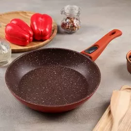 Сковорода magistro terra, d=22 см, кованый алюминий, съемная ручка soft-touch, антипригарное покрытие, индукция, оранжевая