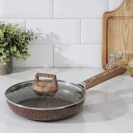 Сковорода литая grande, d=24 см, с двумя сливами, антипригарное покрытие, индукция, цвет коричневый