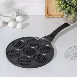 Сковорода-оладница ribbed, d=26 см, пластиковая ручка, цвет чёрный