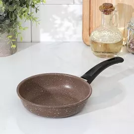 Сковорода rock, d=15 см, пластиковая ручка, антипригарное покрытие, цвет коричневый