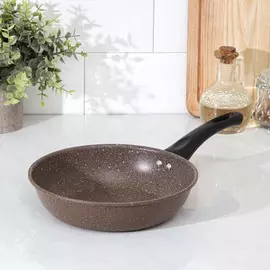Сковорода rock, d=21 см, пластиковая ручка, антипригарное покрытие, цвет коричневый