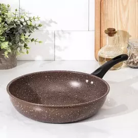 Сковорода rock, d=25 см, пластиковая ручка, антипригарное покрытие, цвет коричневый