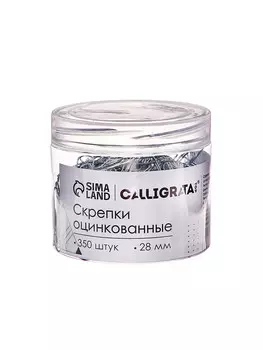 Скрепки 28 мм оцинкованные в пластиковой тубе 350 штук