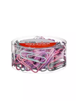 Скрепки 28 мм пастель в пластиковой тубе 100 штук