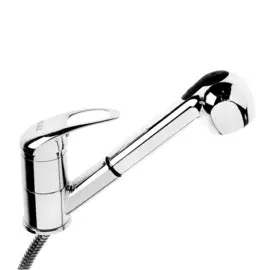 Смеситель для кухни zein z1301, однорычажный, картридж 35 мм, с выдвижной лейкой, хром