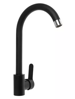 Смеситель для кухни zein z2388, картридж керамика 40 мм, нержавеющая сталь, камень-черный