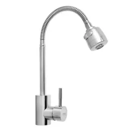 Смеситель для кухни zein z2390, гибкий излив, картридж керамика 40 мм, нерж. сталь, сатин