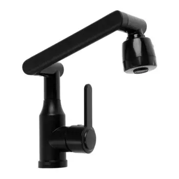 Смеситель для кухни zein z3705, регулируемый излив высотой 25 см, аэратор 2 режима, черный