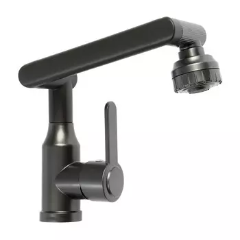 Смеситель для кухни zein z3706, регулируемый излив высотой 25 см, аэратор 2 режима, графит